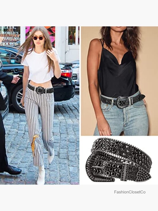 Rhinestone Cowgirl Western Studded Belt for Jeans, Wide Buckle Belt main image 4